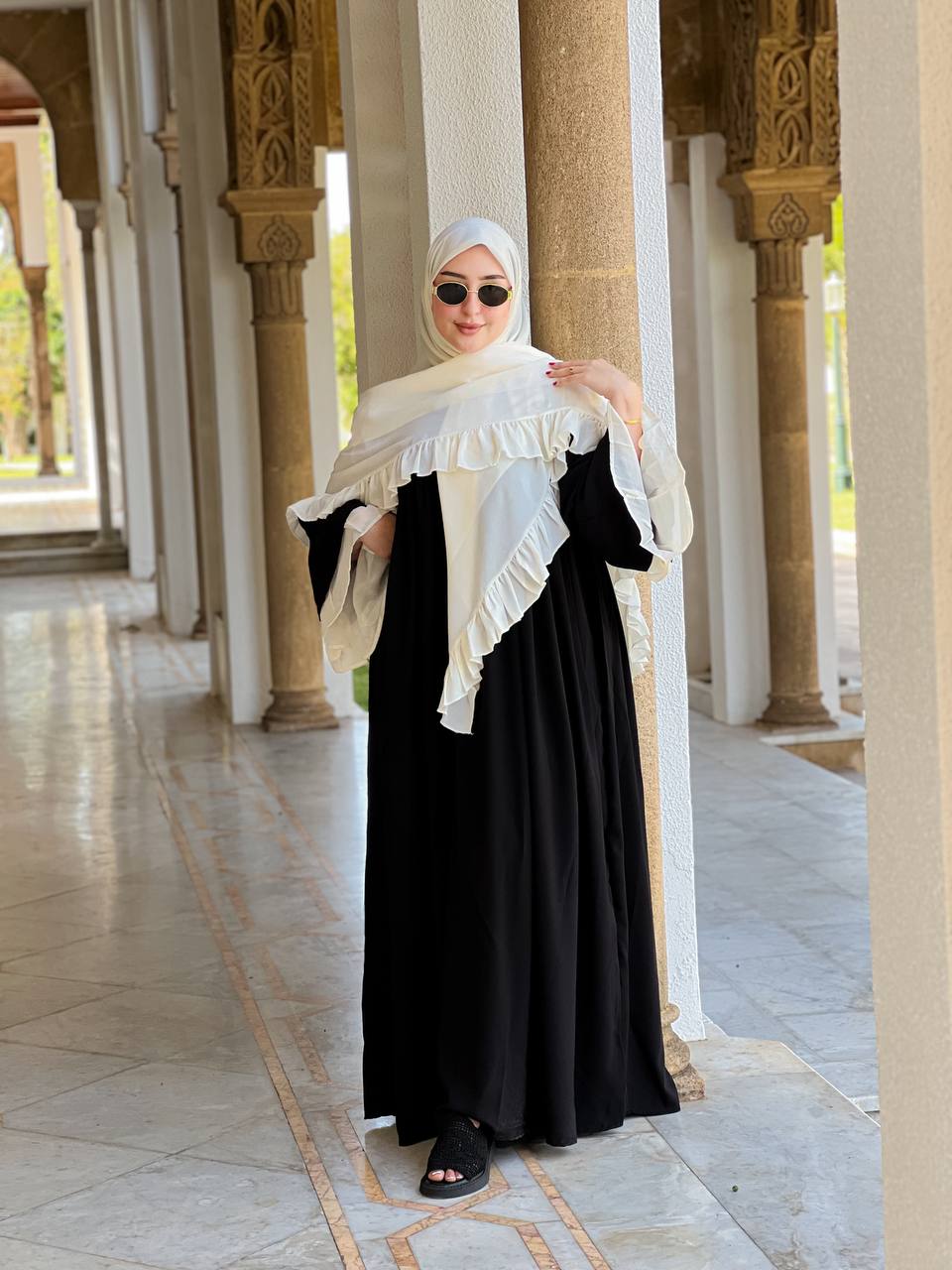 🕌 عباية راقية قطعتين كريب روز –Brown