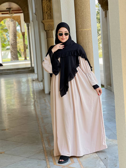 🕌 كسوة راقية قطعتين كريب روز – Beige