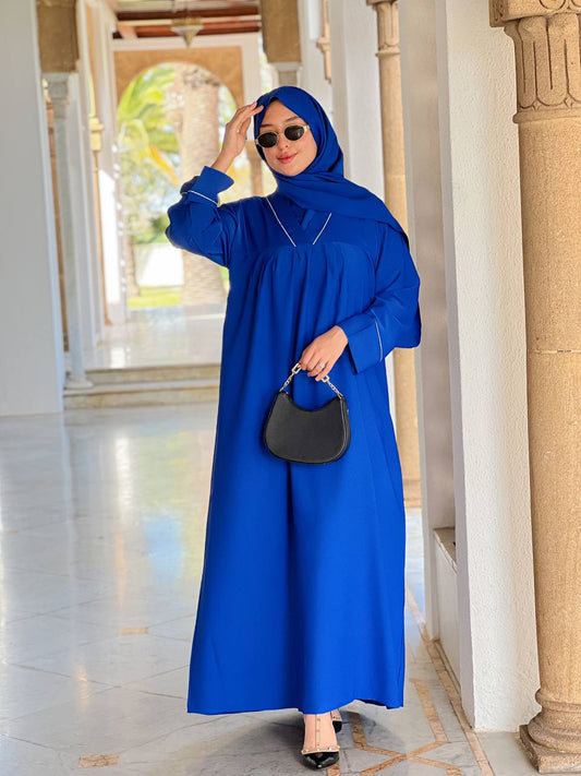 🕌 عباية راقية قطعتين كريب روز – Blue