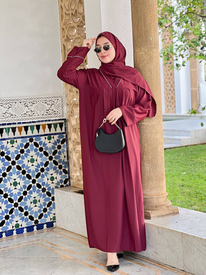 🕌 عباية راقية قطعتين كريب روز –Ghozbb